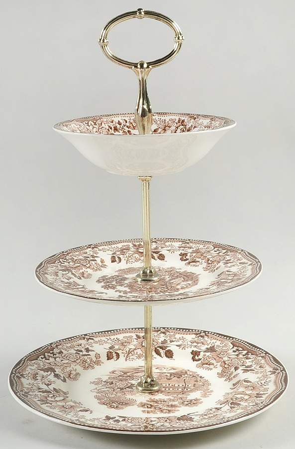 Tonquin Brown 3-Tiered Serving Tray (DP, SP, FR) by Royal Staffordshire-1