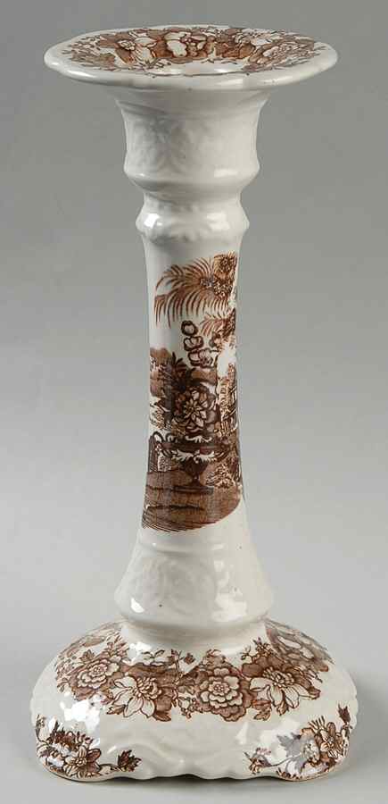 Tonquin Brown 9" Tall Candlestick by Royal Staffordshire-1