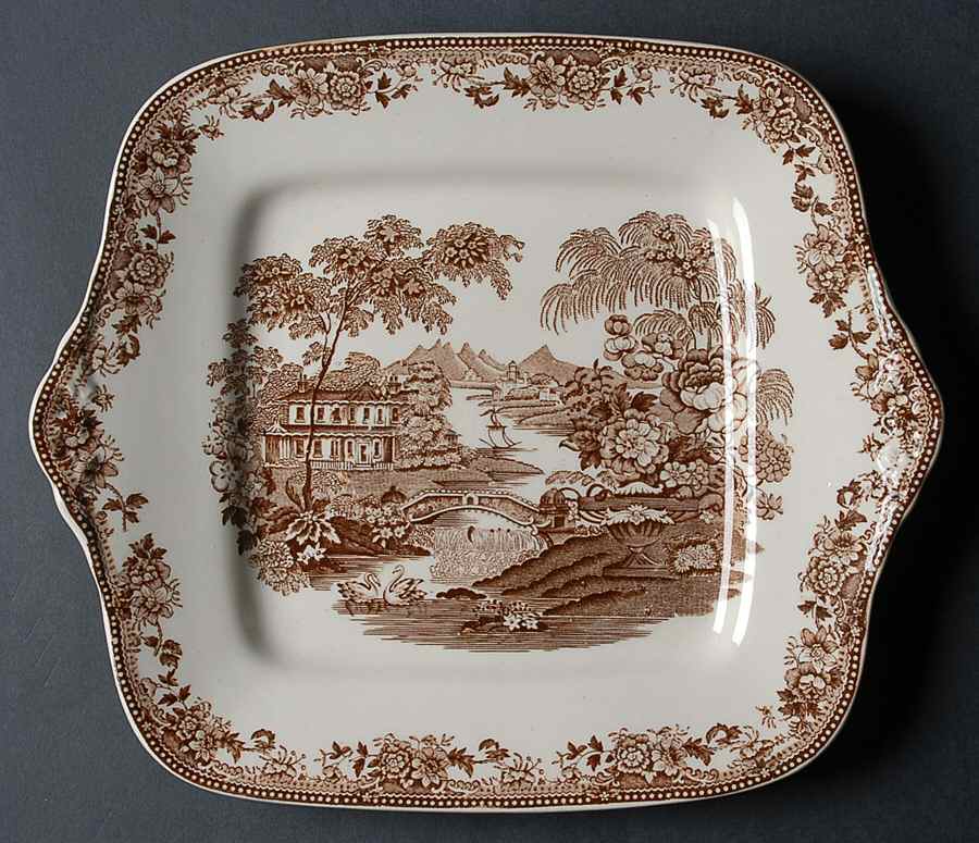 Tonquin Brown Square Handled Cake Plate by Royal Staffordshire-1