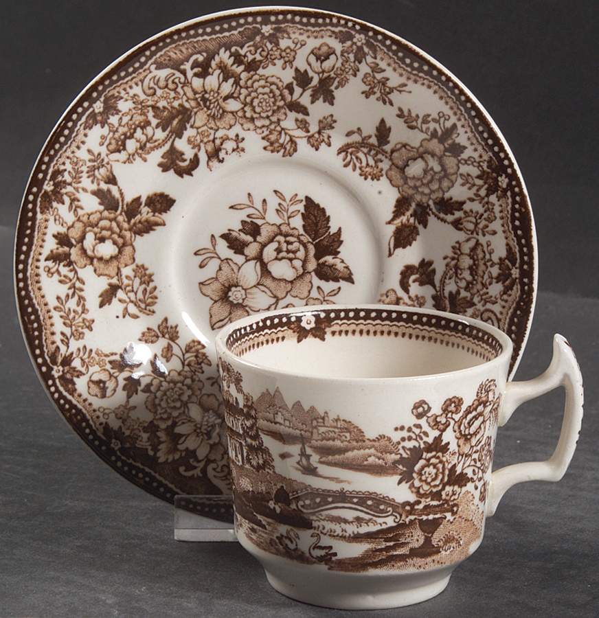Tonquin Brown Flat Demitasse Cup & Saucer Set by Royal Staffordshire-1