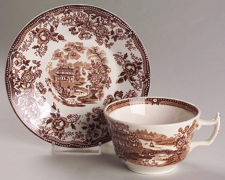 Tonquin Brown Flat Cup & Saucer Set by Royal Staffordshire-1