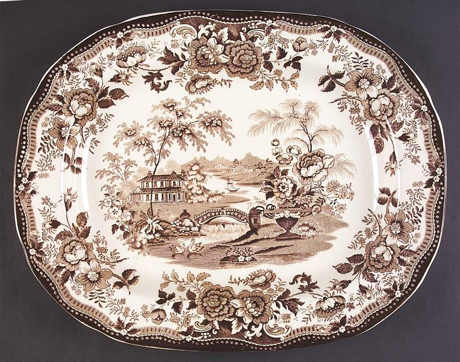 Tonquin Brown 15" Oval Serving Platter by Royal Staffordshire-1