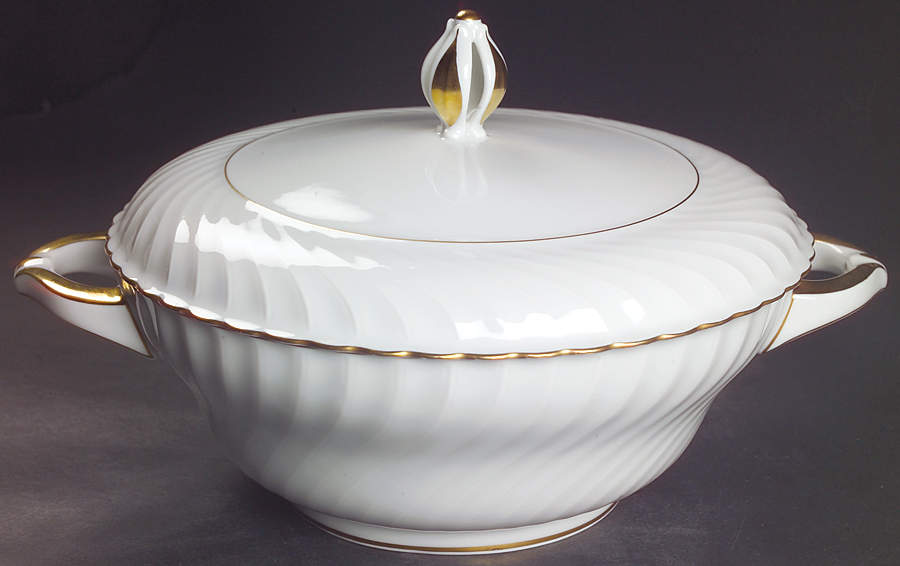 Annette (Gold Trim) Round Covered Vegetable by Royal Tettau-1