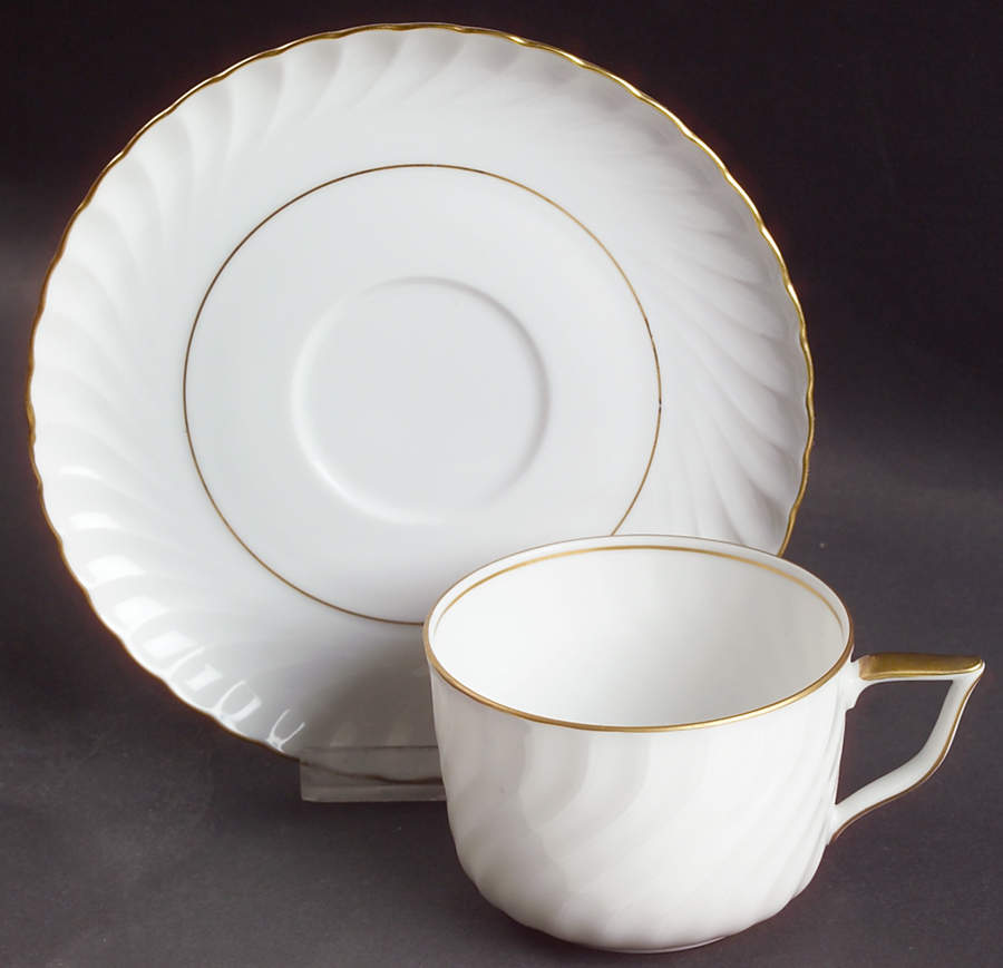 Annette (Gold Trim) Flat Cup & Saucer Set by Royal Tettau-1