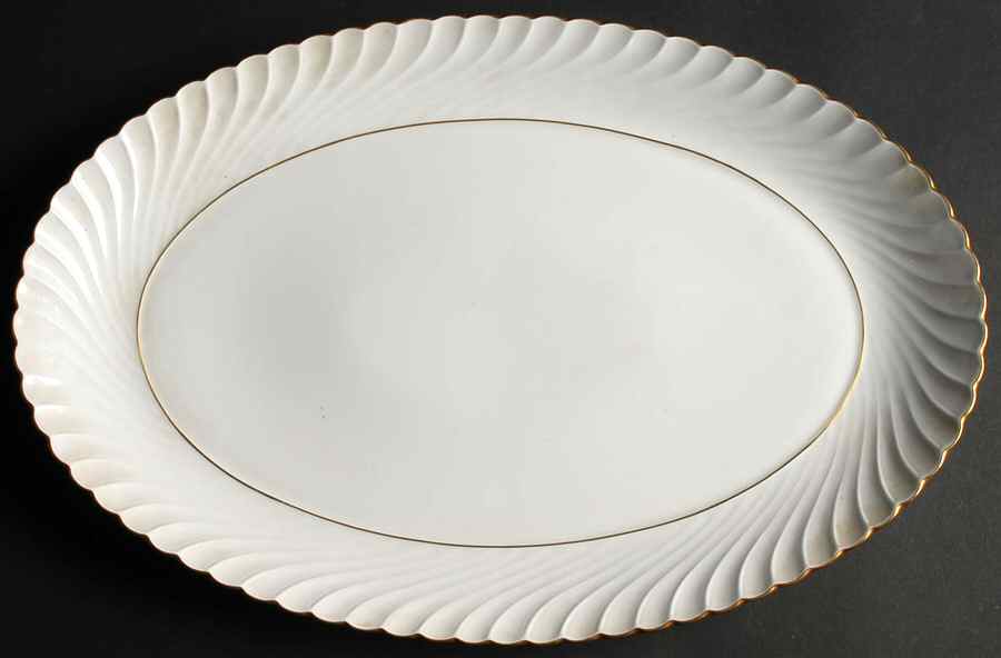Annette (Gold Trim) 15" Oval Serving Platter by Royal Tettau-1