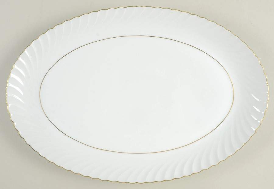Annette (Gold Trim) 13" Oval Serving Platter by Royal Tettau-1