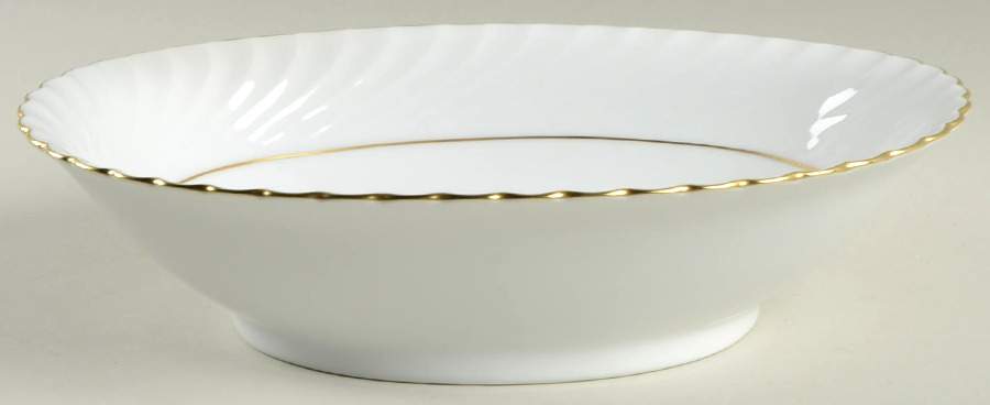Annette (Gold Trim) 9" Oval Vegetable Bowl by Royal Tettau-1