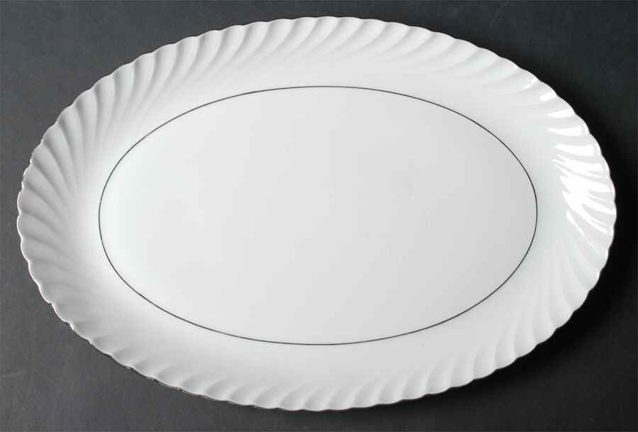 Annette (Platinum Trim) 12" Oval Serving Platter by Royal Tettau-1