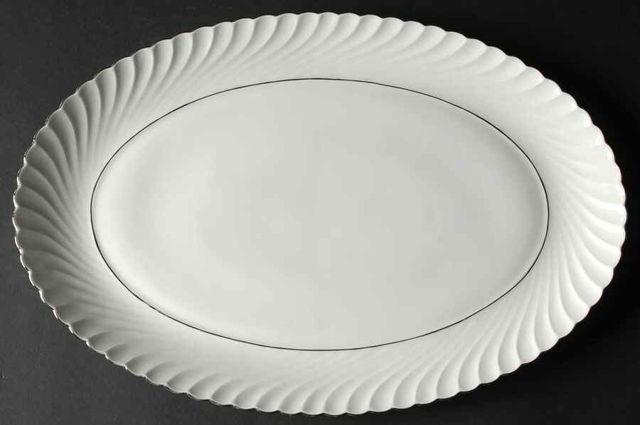 Annette (Platinum Trim) 16" Oval Serving Platter by Royal Tettau-1