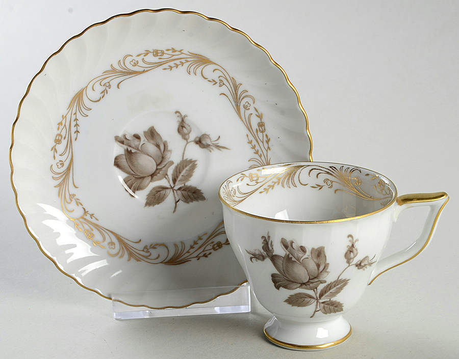 Classic Rose Footed Demitasse Cup & Saucer Set by Royal Tettau-1
