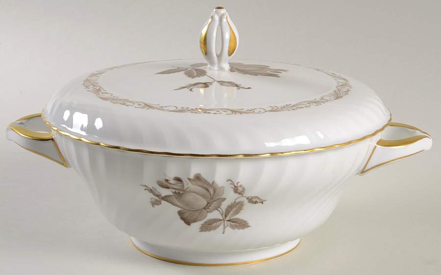 Classic Rose Round Covered Vegetable by Royal Tettau-1