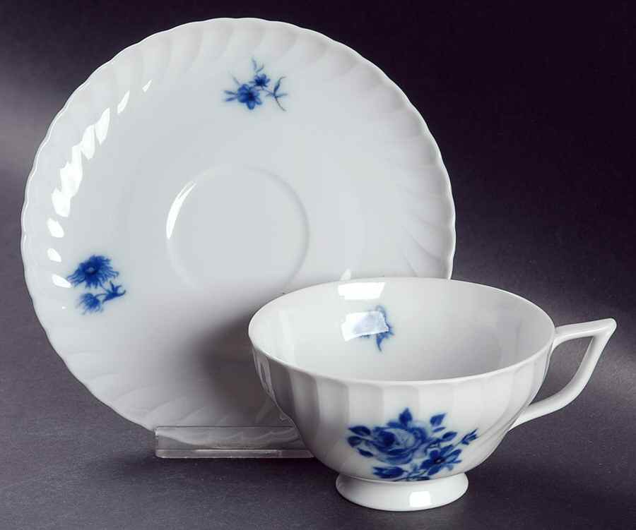 Copenhagen Rose Footed Cup & Saucer Set by Royal Tettau-1