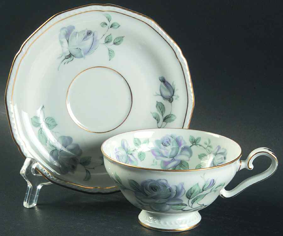 Damask Rose Footed Cup & Saucer Set by Royal Tettau-1