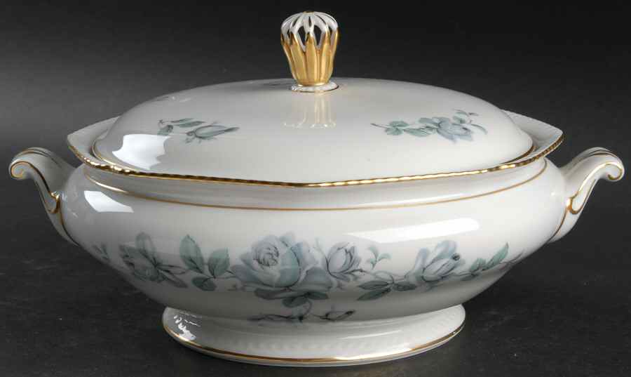 Damask Rose Round Covered Vegetable by Royal Tettau-1