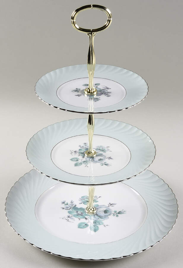 Dawn Rose 13 7/8"-14 1/4" 3-Tiered Serving Tray(DP,SP,BB) HC by Royal Tettau-1