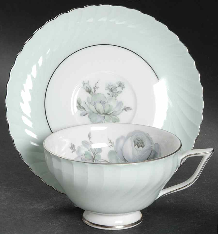 Dawn Rose Footed Cup & Saucer Set by Royal Tettau-1