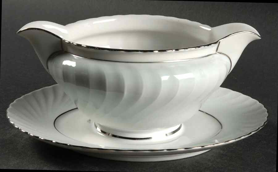 Dawn Rose Gravy Boat with Attached Underplate by Royal Tettau-1
