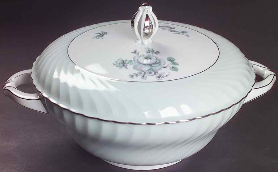 Dawn Rose Round Covered Vegetable by Royal Tettau-1