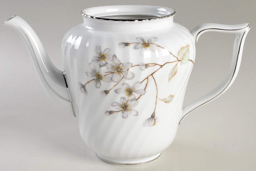 Dogwood (Platinum Trim) Coffee Pot No Lid by Royal Tettau-1