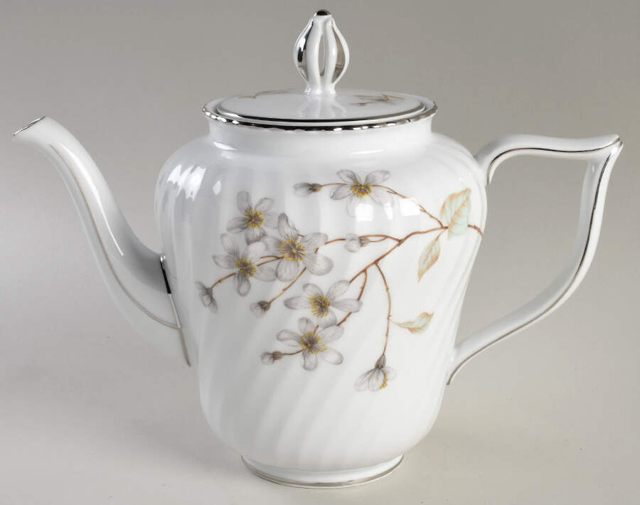 Dogwood (Platinum Trim) Coffee Pot & Lid by Royal Tettau-1