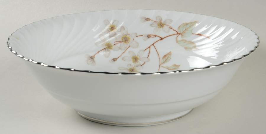 Dogwood (Platinum Trim) 9" Round Vegetable Bowl by Royal Tettau-1
