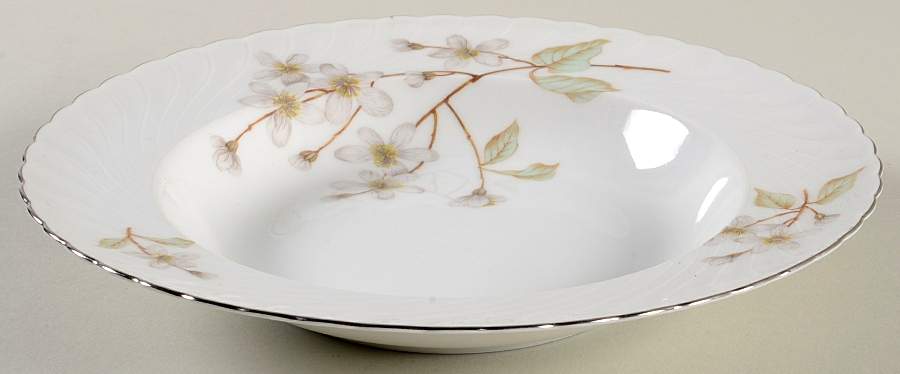 Dogwood (Platinum Trim) Rim Soup Bowl by Royal Tettau-1