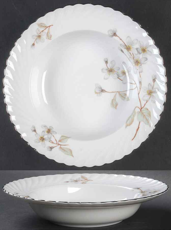 Dogwood (Platinum Trim) Rim Soup Bowl by Royal Tettau-1