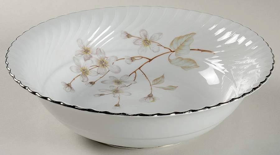 Dogwood (Platinum Trim) 9" Round Vegetable Bowl by Royal Tettau-1