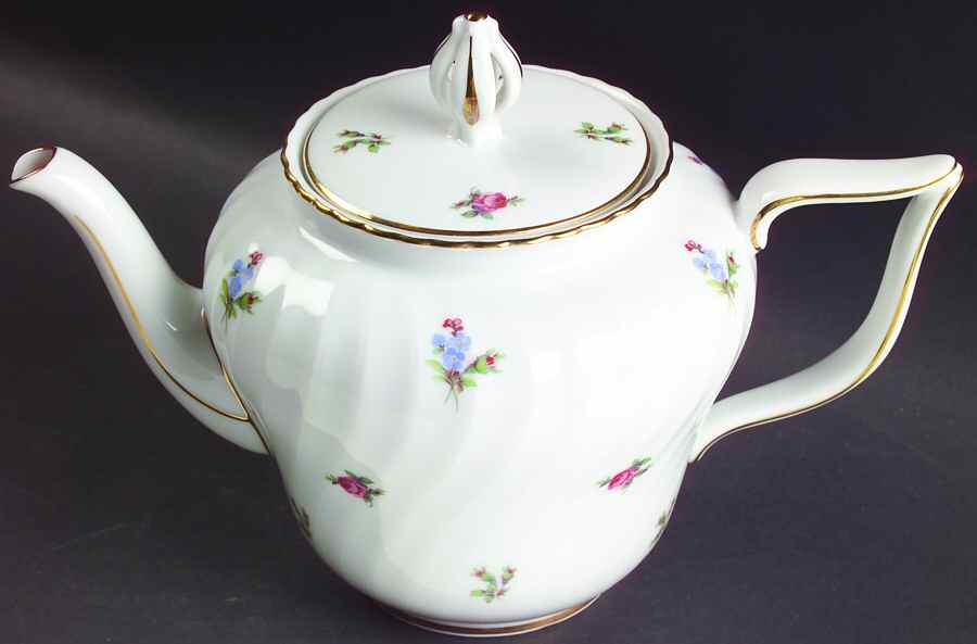 Dresden Flowers (Gold Trim) Teapot & Lid by Royal Tettau-1