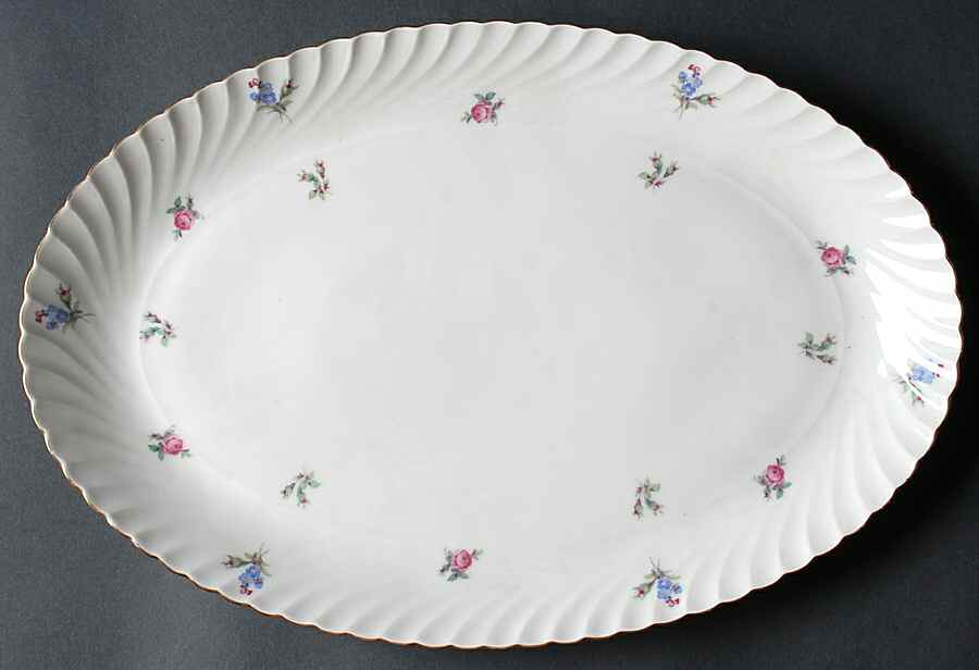Dresden Flowers (Gold Trim) 13" Oval Serving Platter by Royal Tettau-1