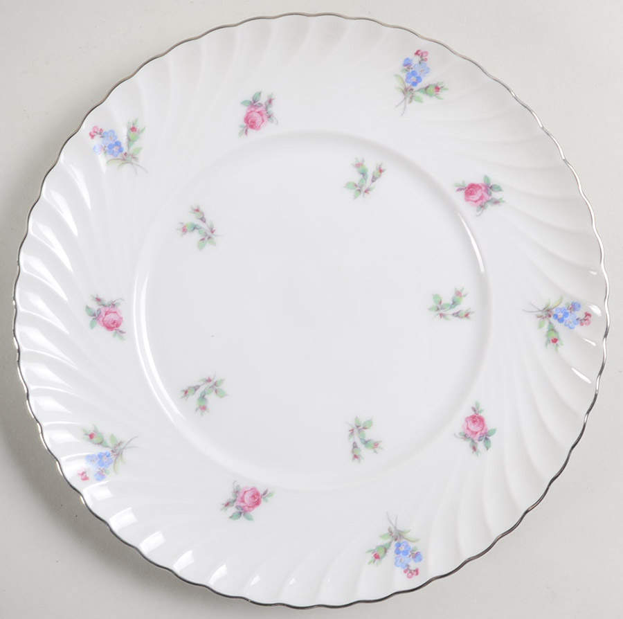 Dresden Flowers (Platinum Trim) Salad Plate by Royal Tettau-1