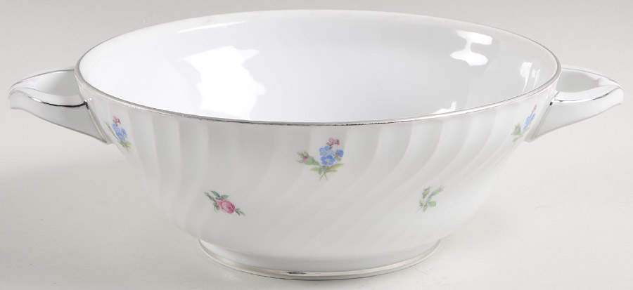 Dresden Flowers (Platinum Trim) Round Vegetable No Lid by Royal Tettau-1