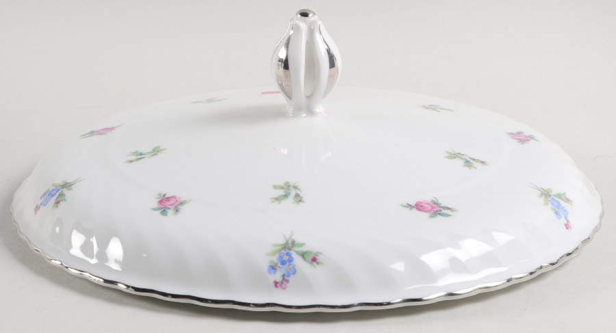 Dresden Flowers (Platinum Trim) Lid for Round Vegetable by Royal Tettau-1