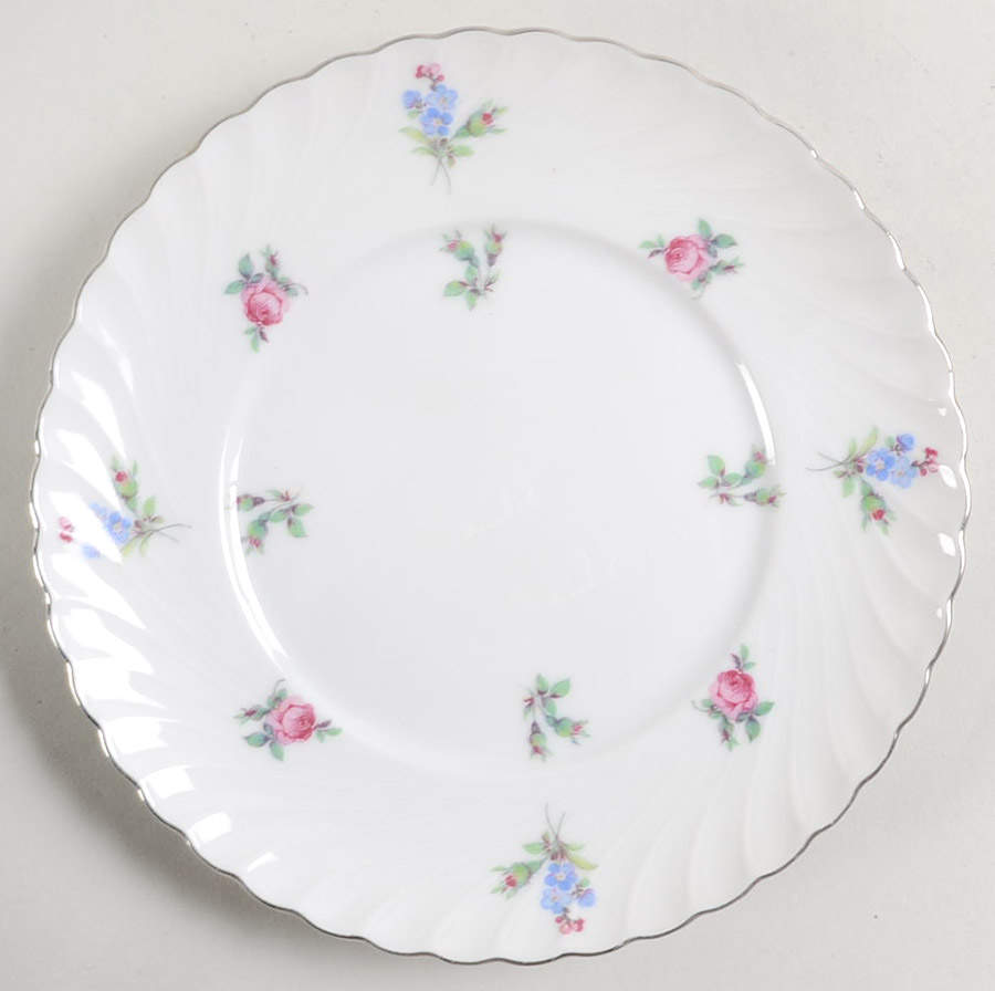 Dresden Flowers (Platinum Trim) Bread & Butter Plate by Royal Tettau-1