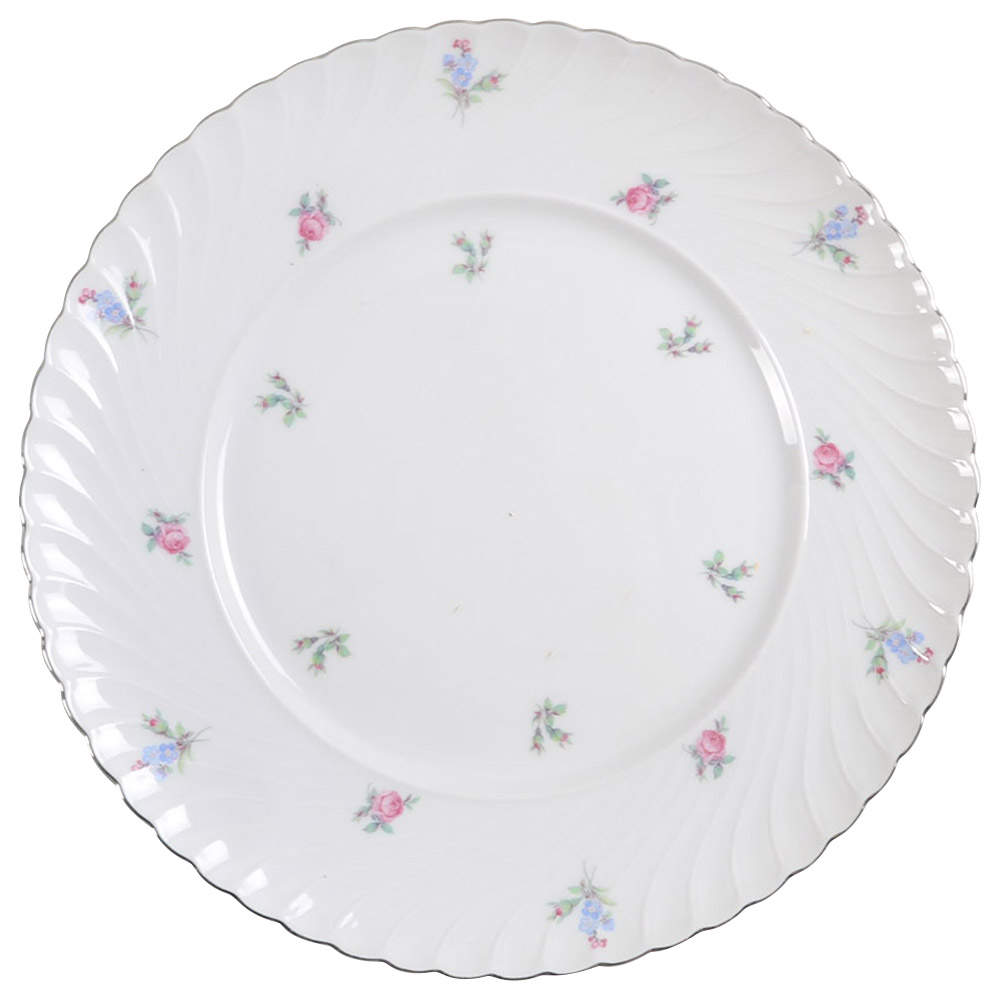 Dresden Flowers (Platinum Trim) Dinner Plate by Royal Tettau-1