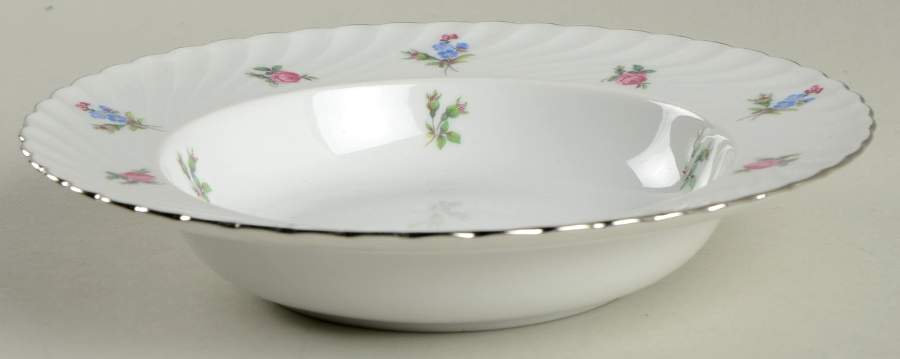 Dresden Flowers (Platinum Trim) Rim Soup Bowl by Royal Tettau-1