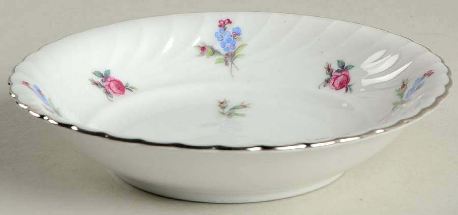 Dresden Flowers (Platinum Trim) Fruit/Dessert (Sauce) Bowl by Royal Tettau-1