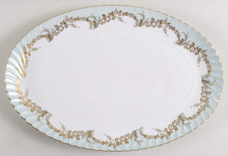 Duchess Blue Green 15" Oval Serving Platter by Royal Tettau-1