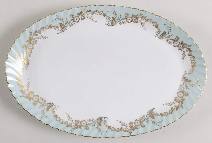 Duchess Blue Green 12" Oval Serving Platter by Royal Tettau-1