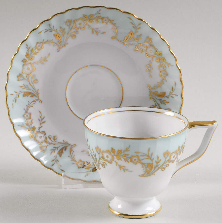 Duchess Blue Green Demitasse Cup & Saucer Set by Royal Tettau-1