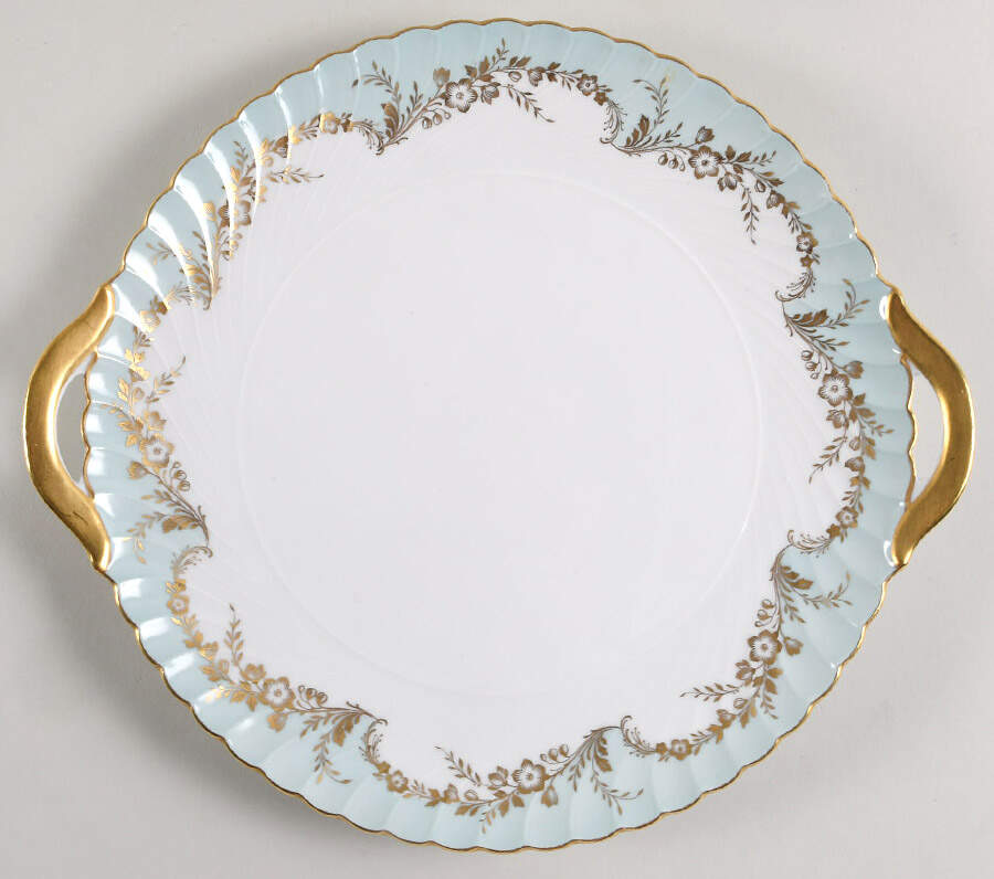 Duchess Blue Green Handled Cake Plate by Royal Tettau-1