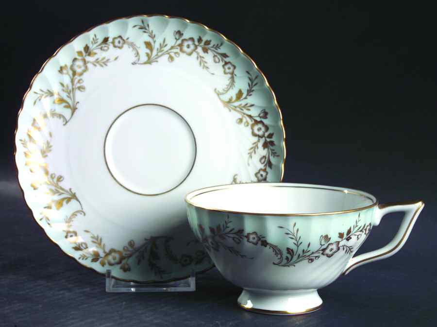 Duchess Blue Green Footed Cup & Saucer Set by Royal Tettau-1