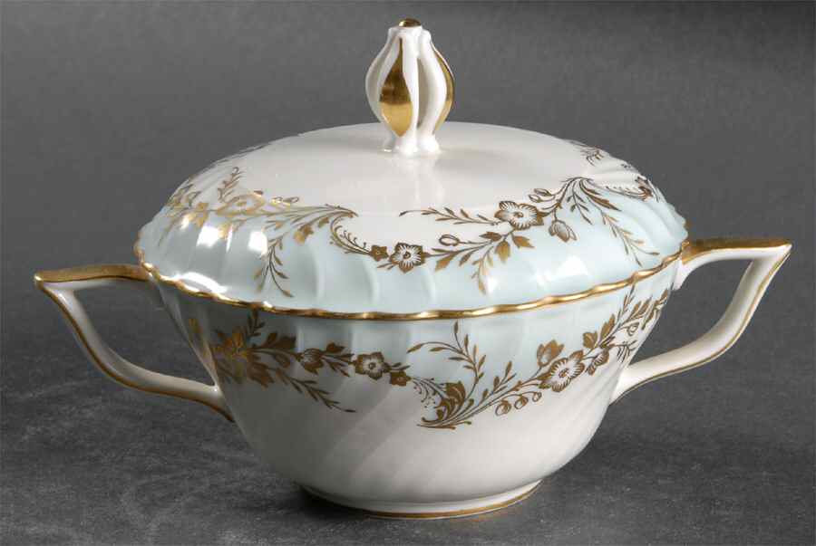 Duchess Blue Green Sugar Bowl & Lid by Royal Tettau-1