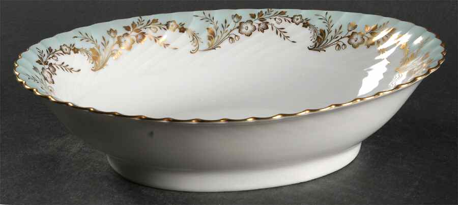 Duchess Blue Green 9" Oval Vegetable Bowl by Royal Tettau-1