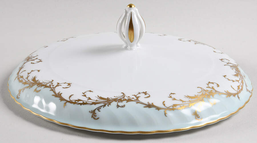 Elegance Blue Green (Gold Trim) Lid for Round Vegetable by Royal Tettau-1