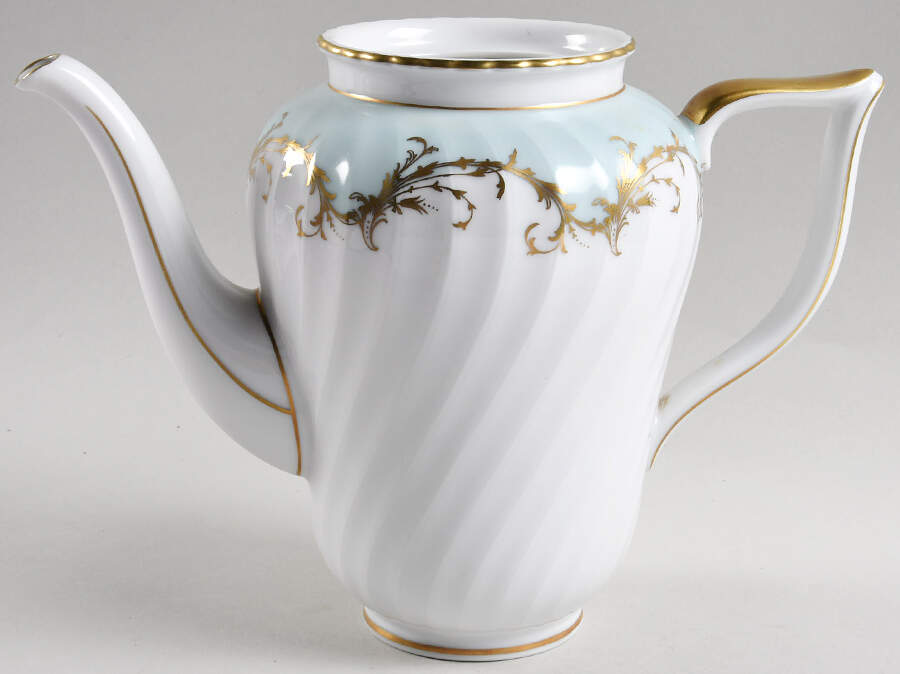 Elegance Blue Green (Gold Trim) Coffee Pot No Lid by Royal Tettau-1