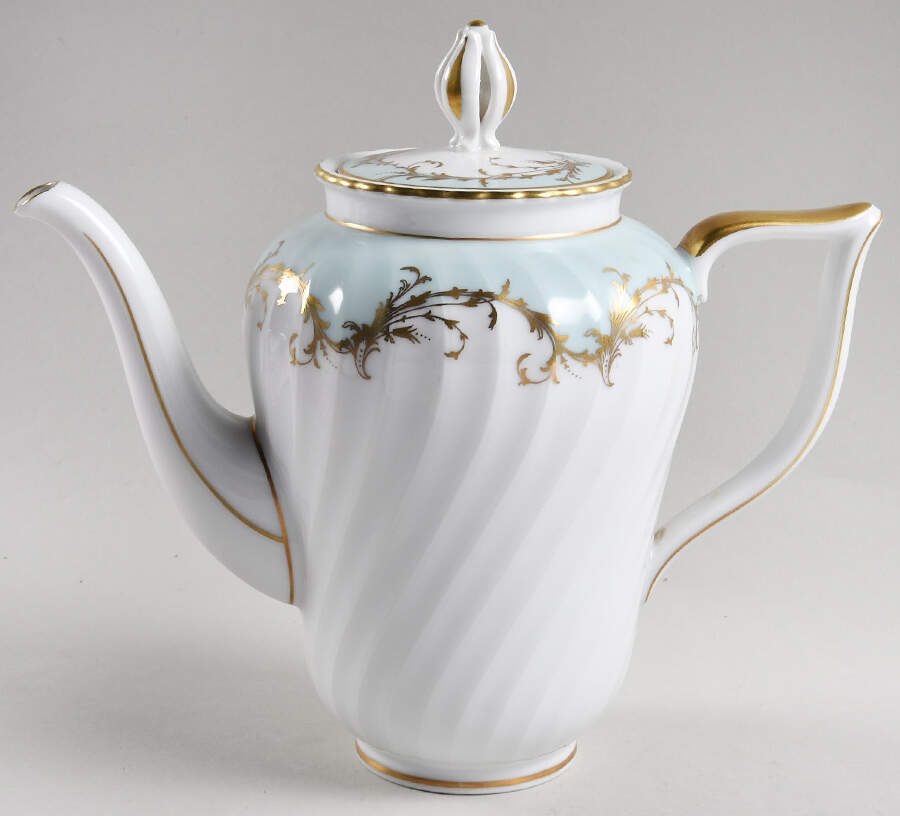Elegance Blue Green (Gold Trim) Coffee Pot & Lid by Royal Tettau-1