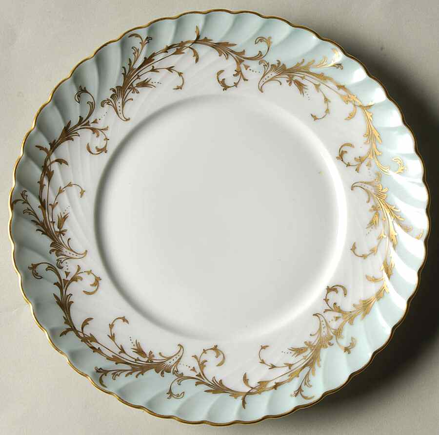 Elegance Blue Green (Gold Trim) Bread & Butter Plate by Royal Tettau-1