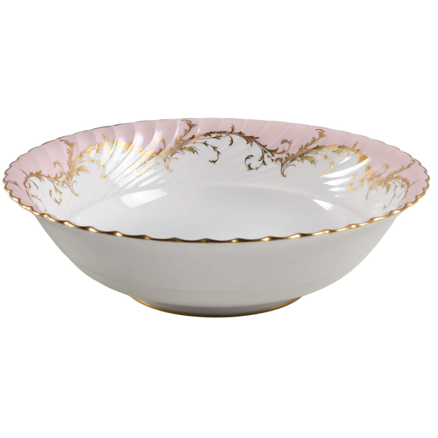 Elegance Rose (Pink, Gold Trim) 9" Round Vegetable Bowl by Royal Tettau-1