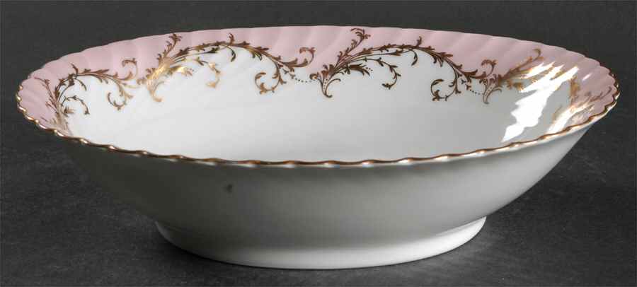 Elegance Rose (Pink, Gold Trim) 9" Oval Vegetable Bowl by Royal Tettau-1